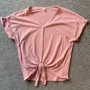 Lazy Sundays Pink Tie front button shirt